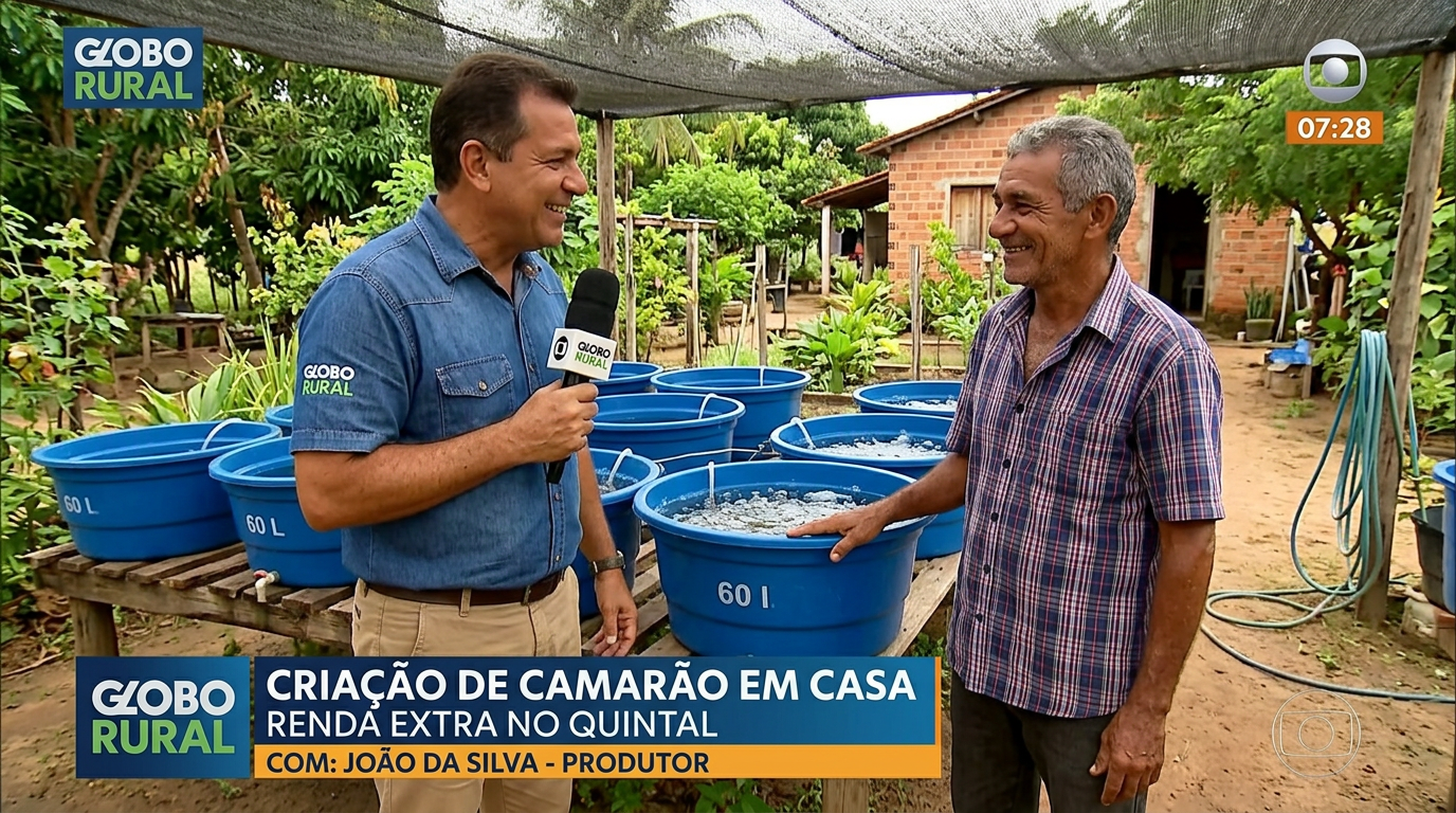 Matéria sobre criação de camarão em casa