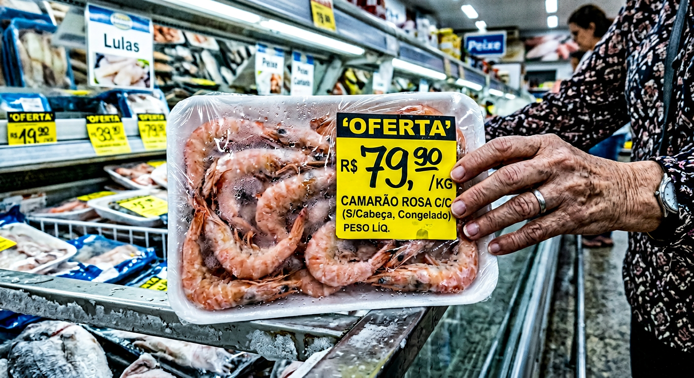 Preço do camarão no supermercado